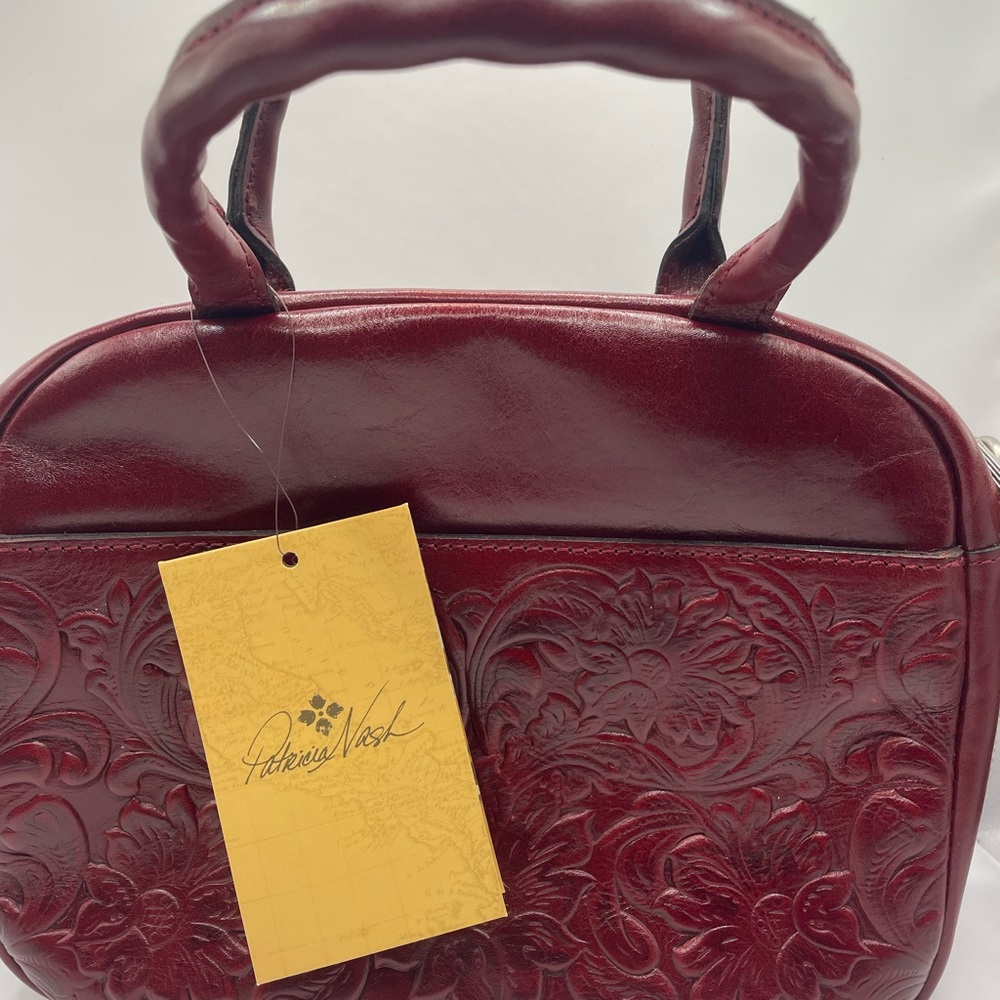 Patricia Nash Burnished British Tooled Embossed Satchel in color “Oxblood “